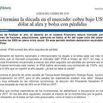 As termina la dcada en el mercado: cobre bajo US$ 3, dlar al alza y bolsa con prdidas